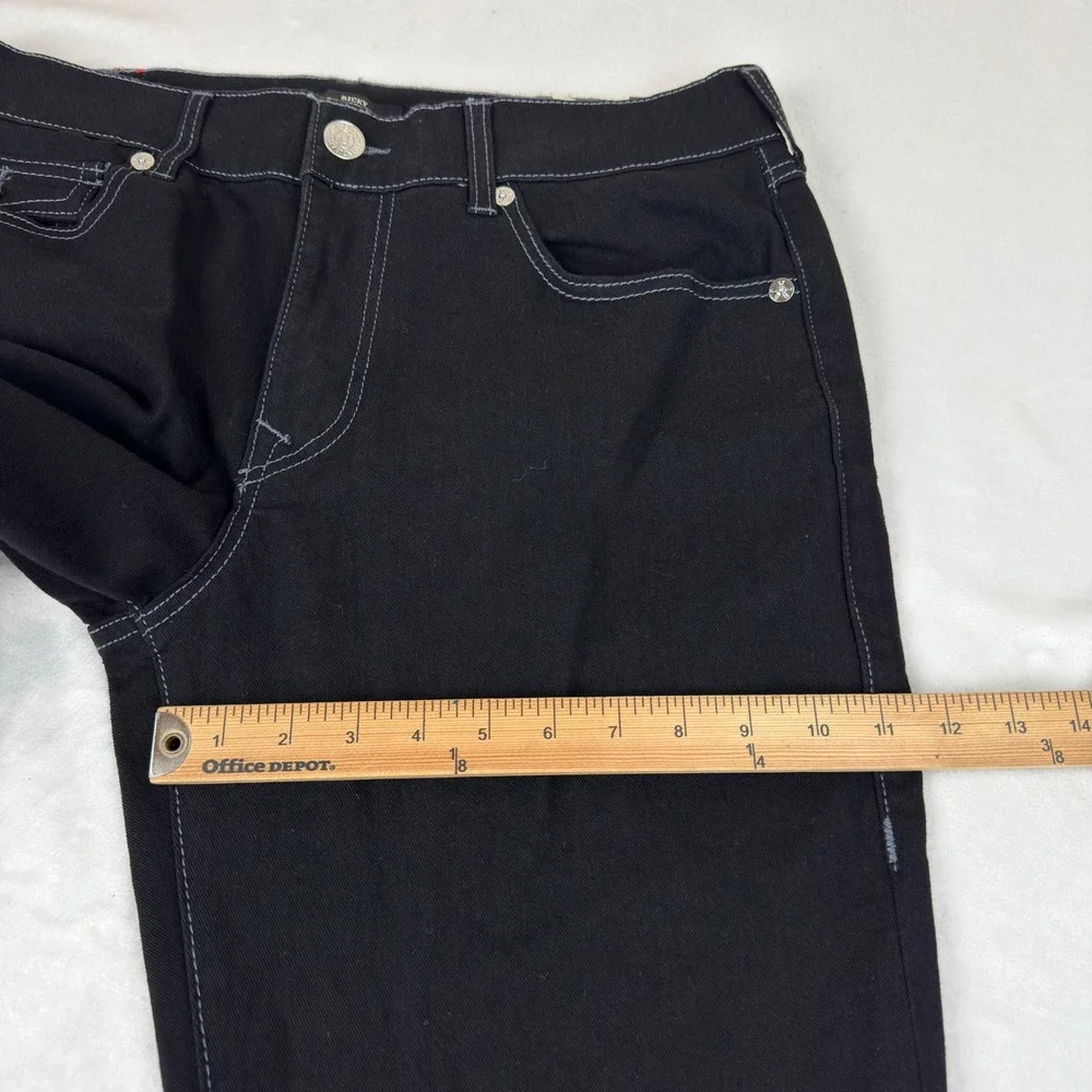 True Religion Ricky Flap SN Black Jeans Mens 34x32 (36 waist) Straight Leg NEW